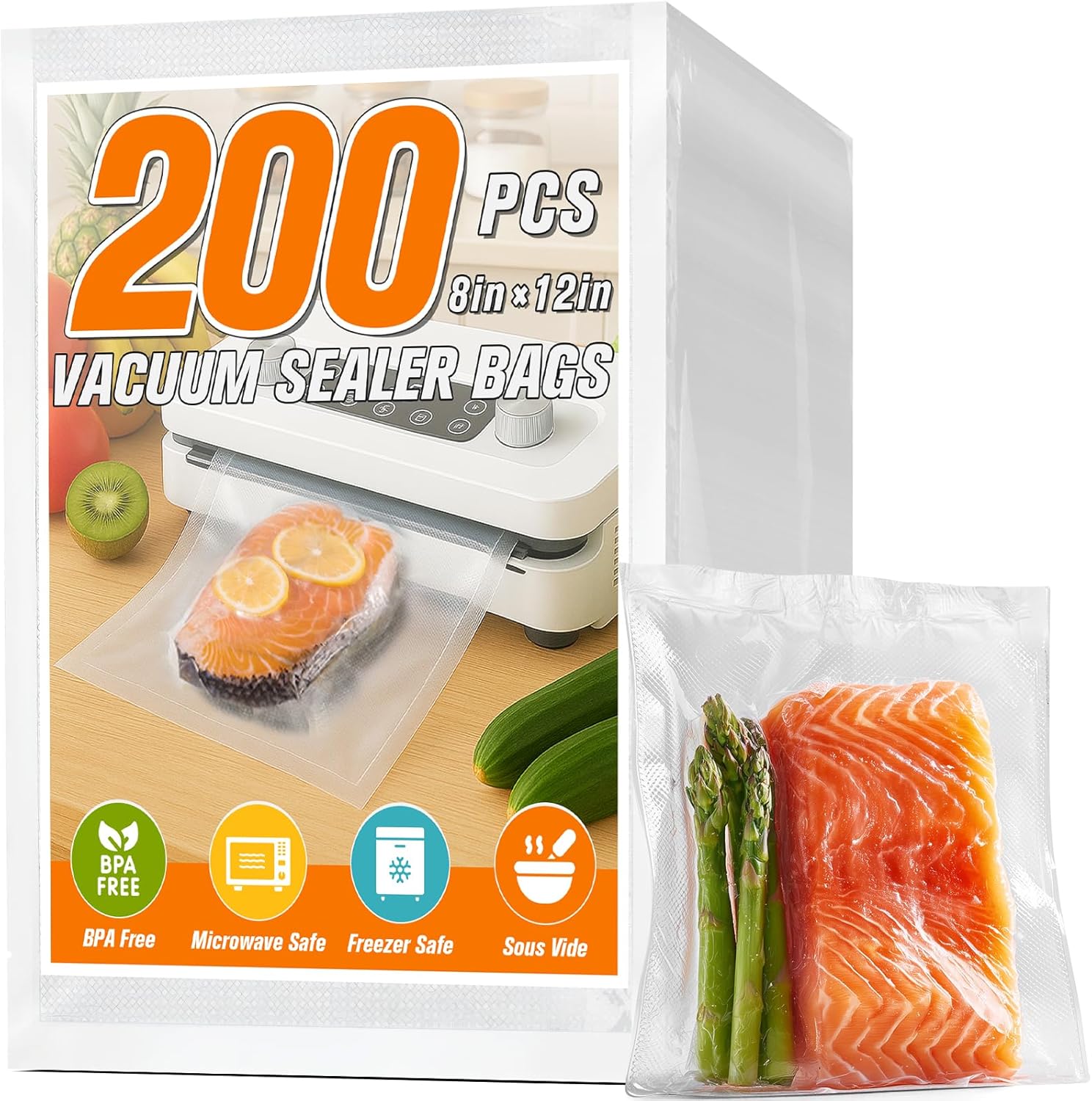Food Storage Vacuum - Precut Vacuum Sealer Bags 8