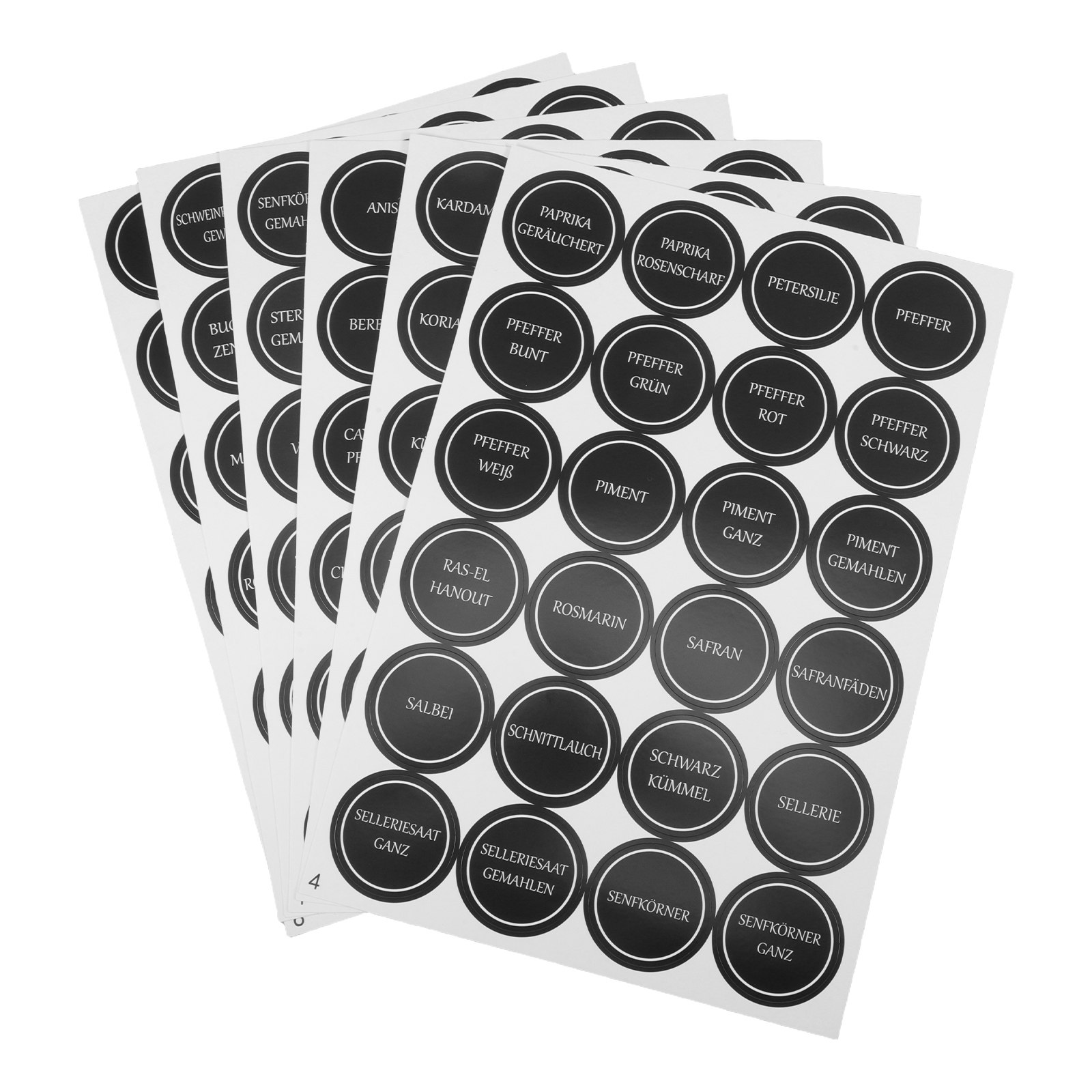 Food Storage Design - 6 Sheets Round Spice Jar Labels