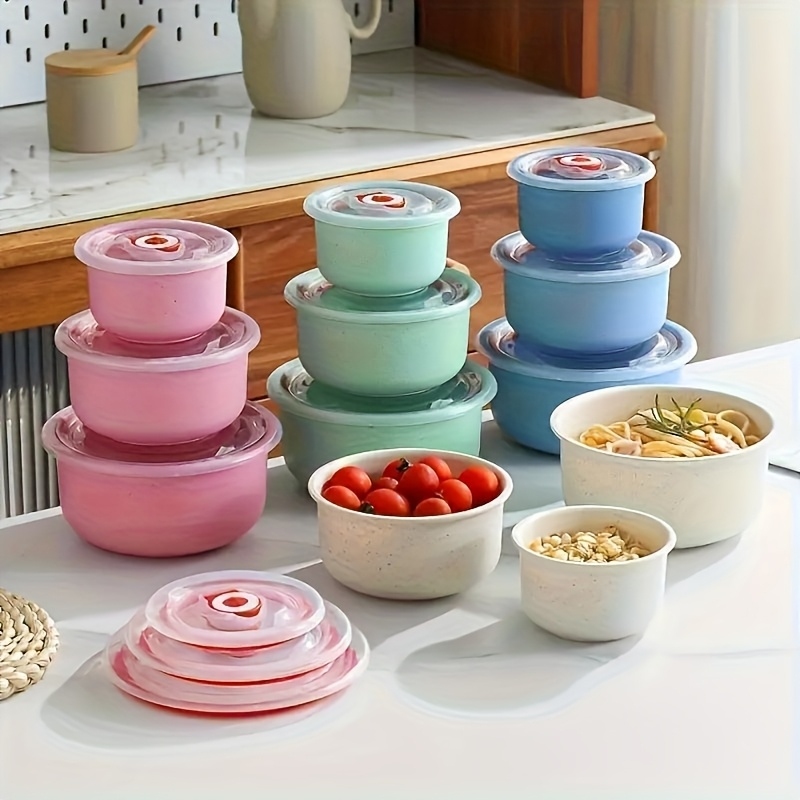 Food Storage Lunch Box - 6Set（3A bowl+3Cover）Multifunctional food storage round bowl，Portable