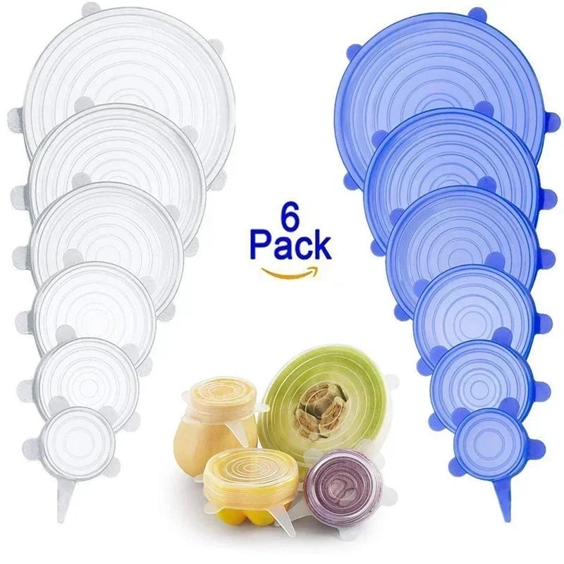 Silicone Stretch Lid - 6/12pcs Adjustable Elastic Silicone Lid For