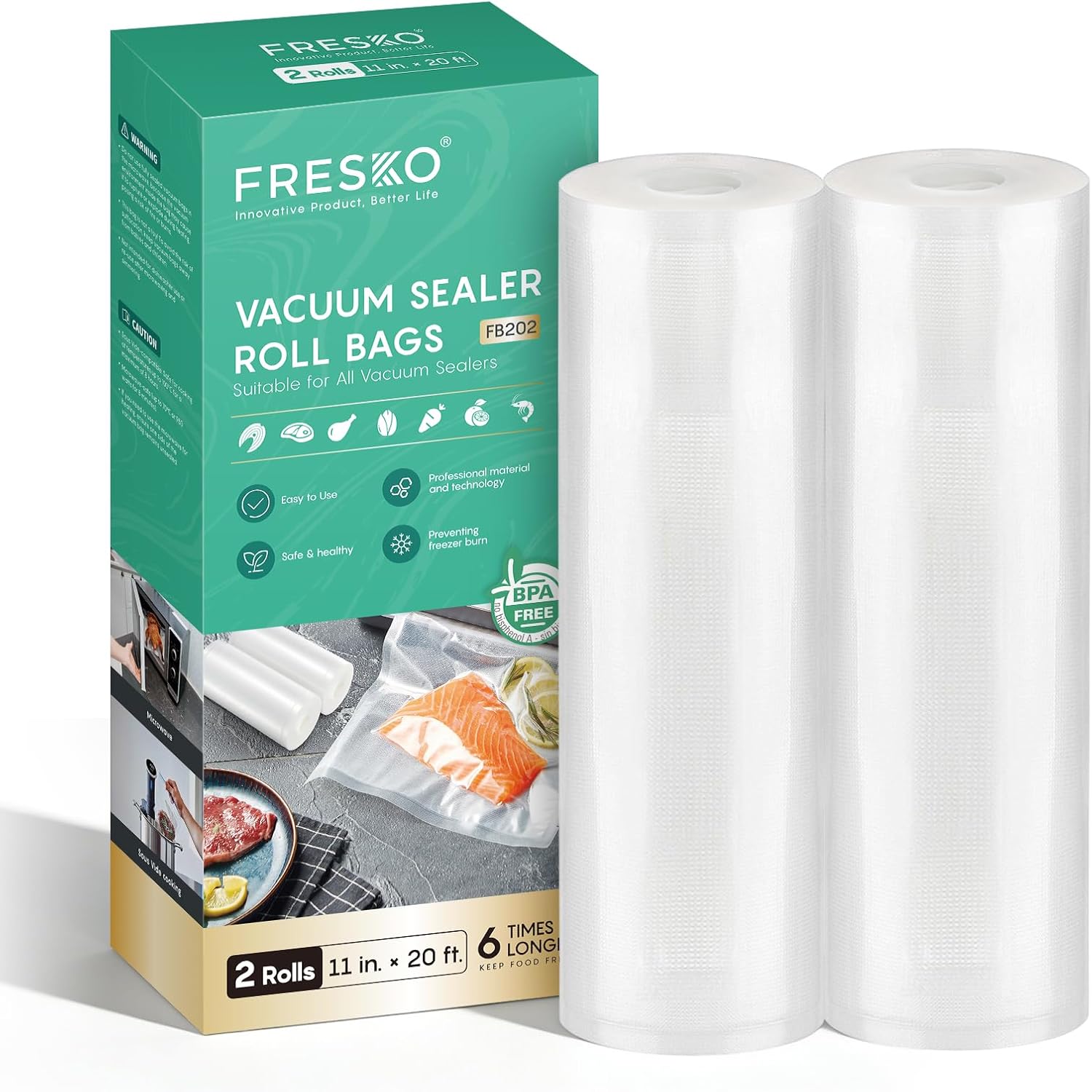 Food Storage Vacuum - Vacuum Sealer Bags Rolls 2 Pack