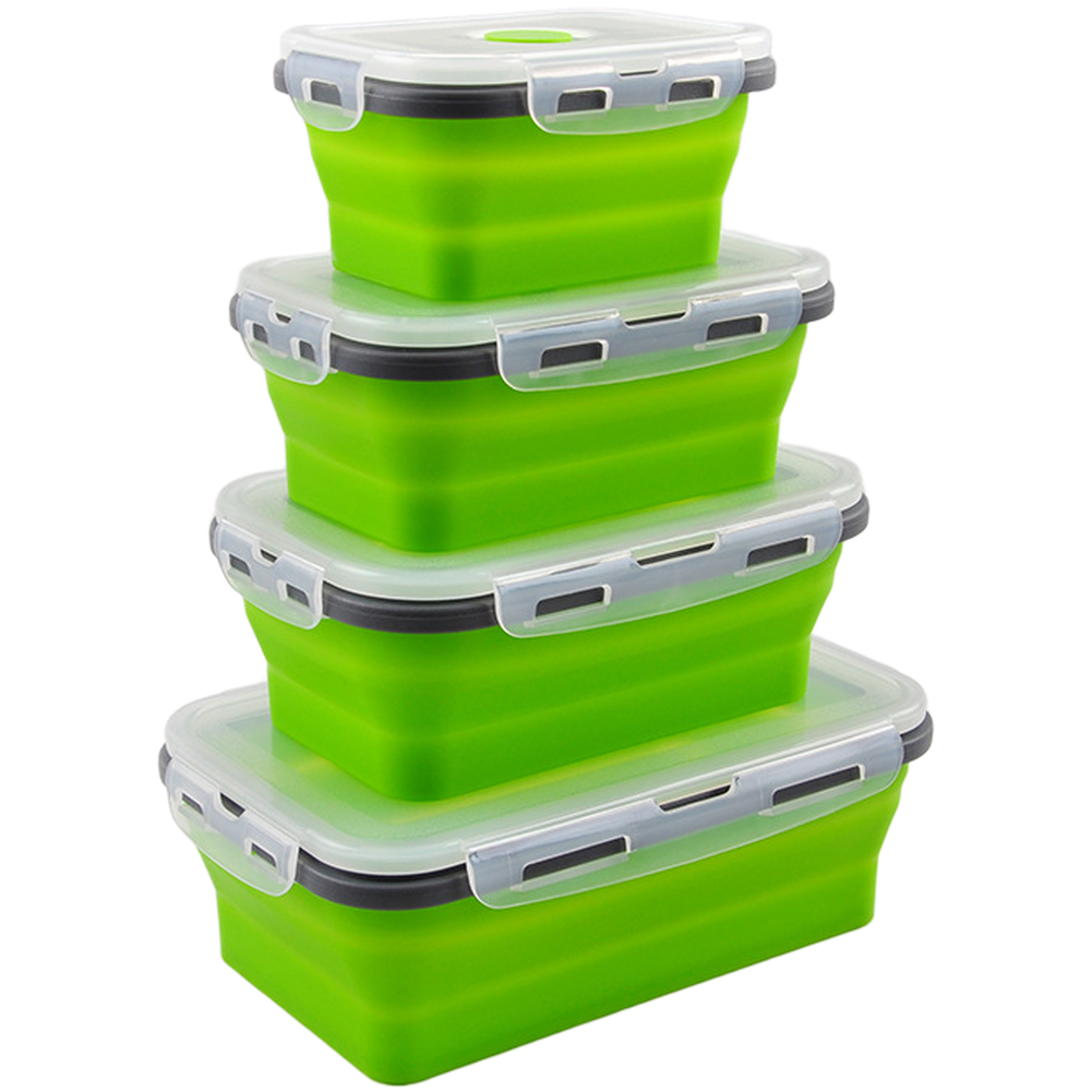 Food Storage Lunch Box - Foldable Silicone Lunch Box Set 4pcs