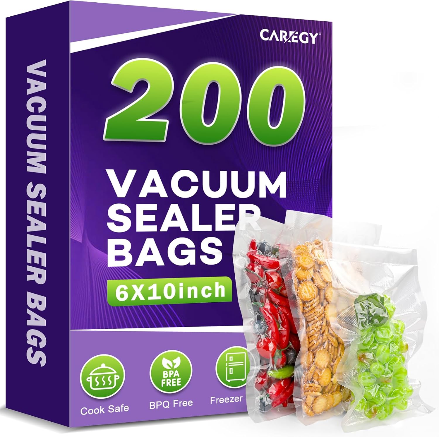 Food Storage Vacuum - 200 Vacuum Sealer Bags 6x10in BPA
