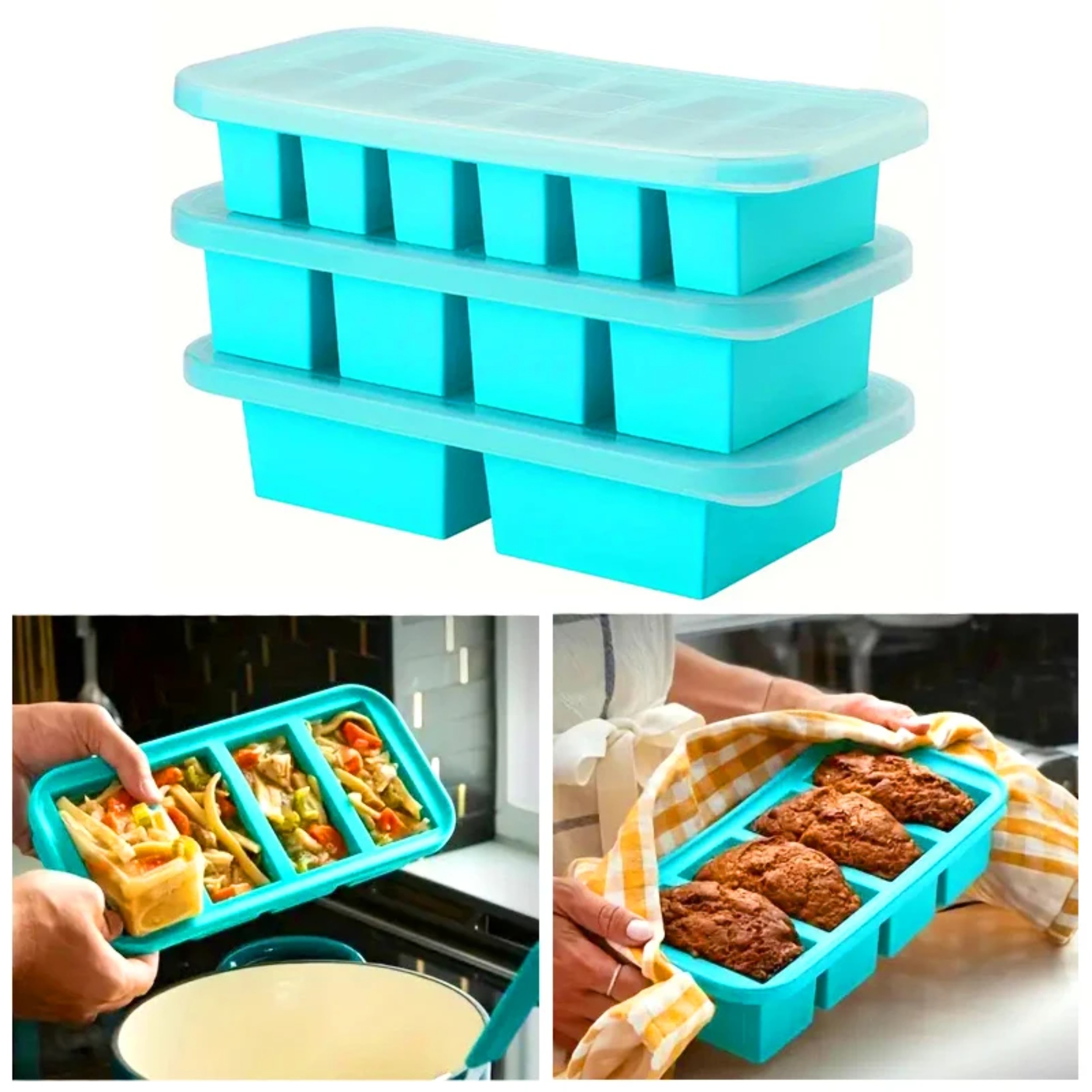 Food Storage Ideas - 1PC 2/4/6Grid Silicone Freezer Mold with