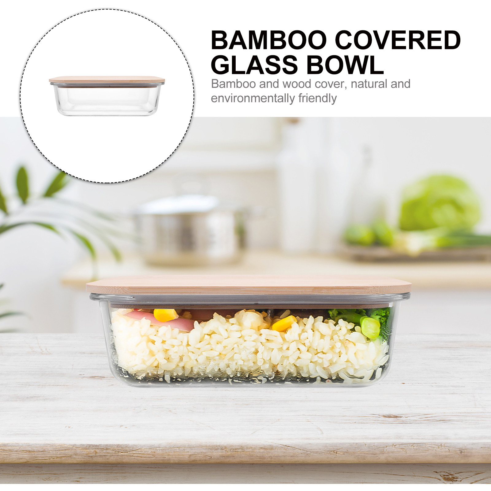 Bamboo Wood Lid Glass Food Con - Food Storage Lunch Box review and price