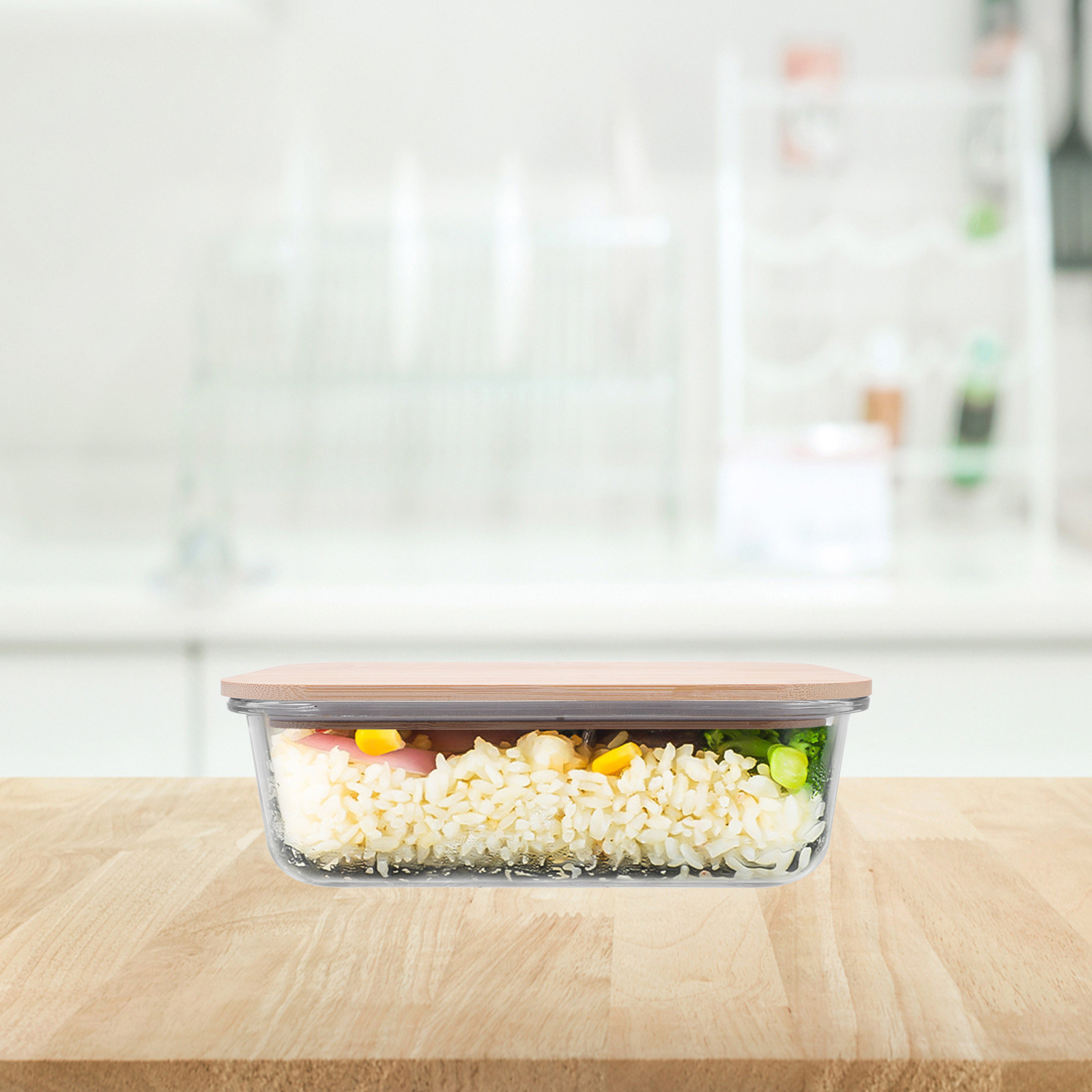 Bamboo Wood Lid Glass Food Con - Food Storage Lunch Box review and price