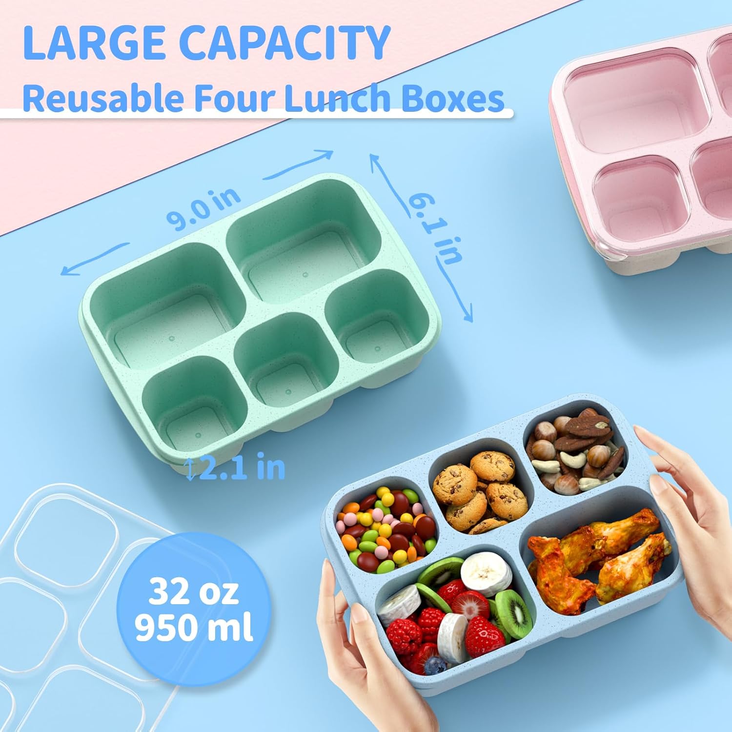 4 Pack Bento Box Adult Lunch B - Food Storage Lunch Box review and price
