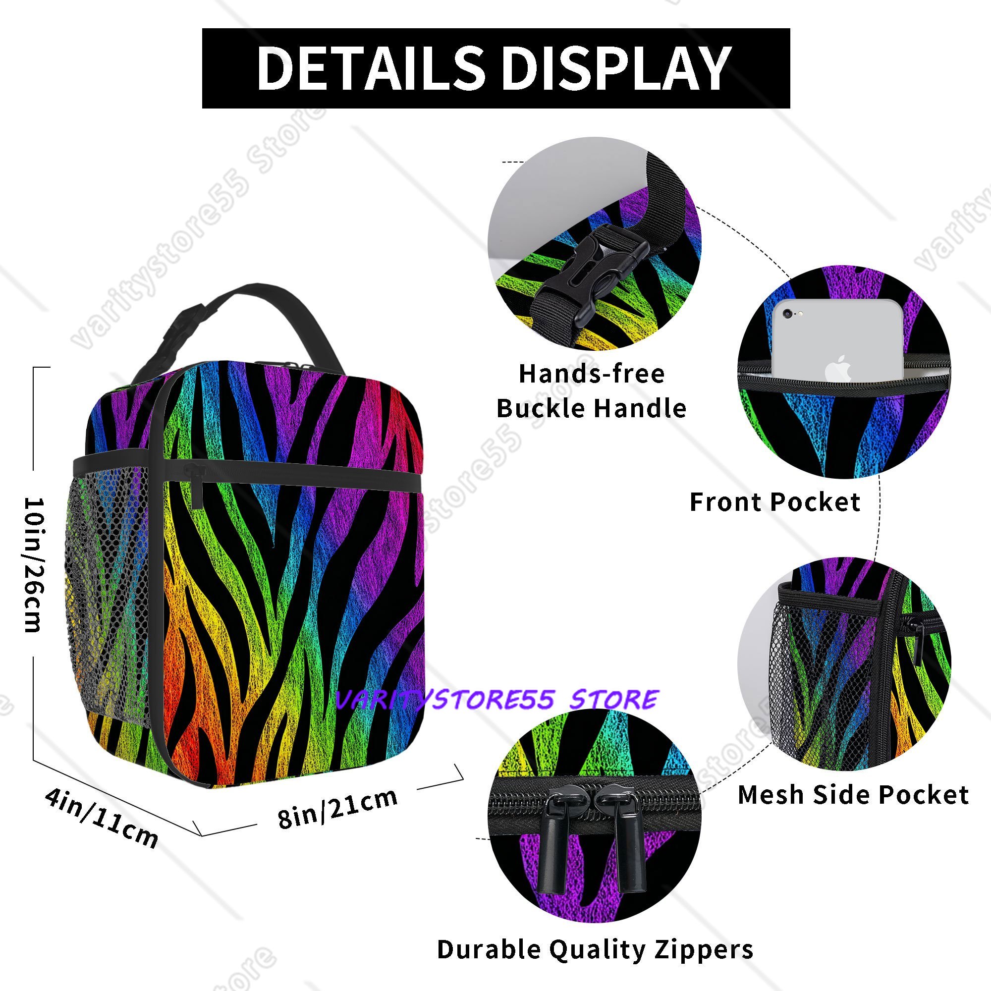Rainbow Zebra Stripe Pattern L - Zebra Food Storage review and price
