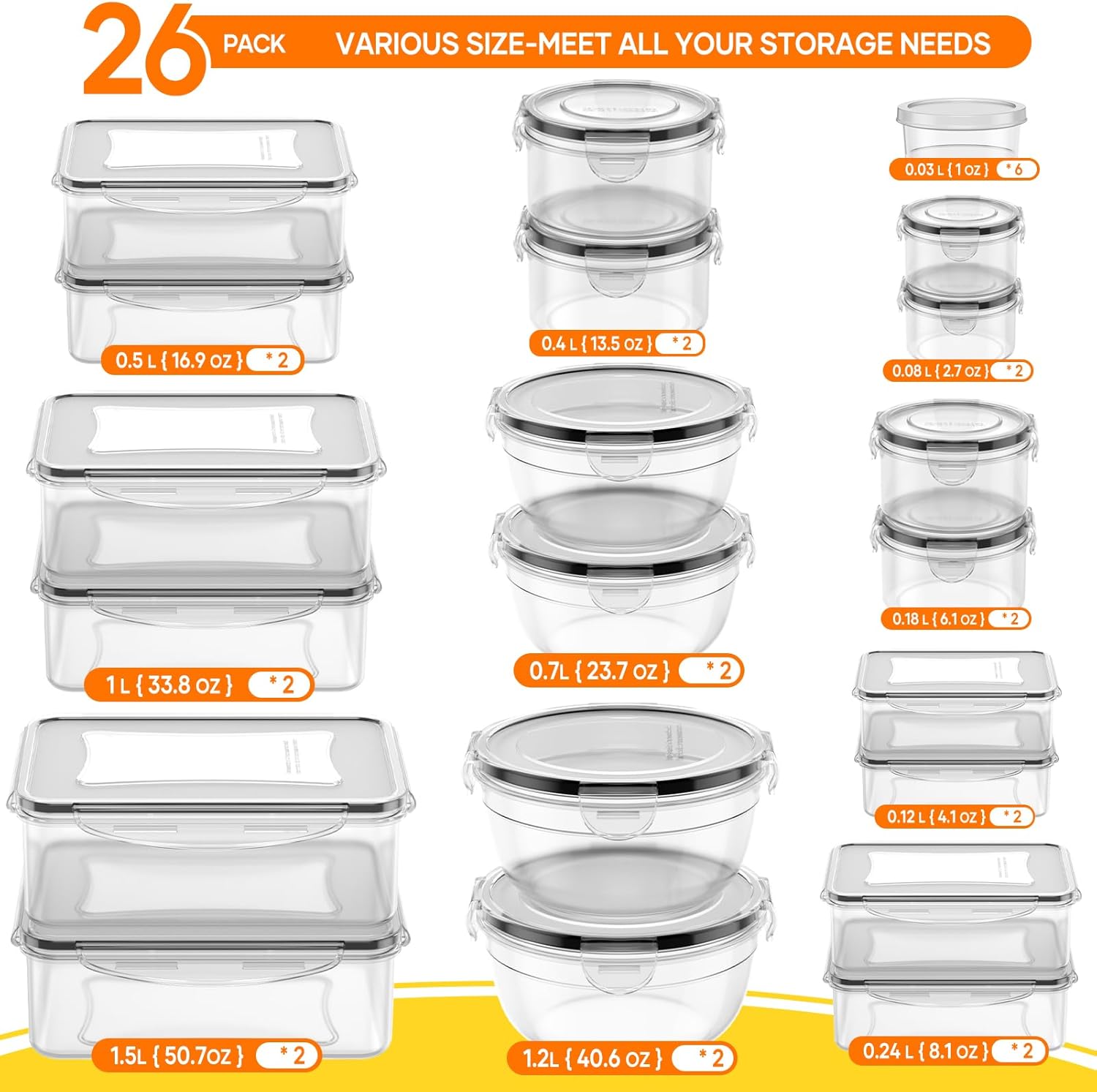 52 PCS Food Storage Containers - Food Storage And Containers review and price