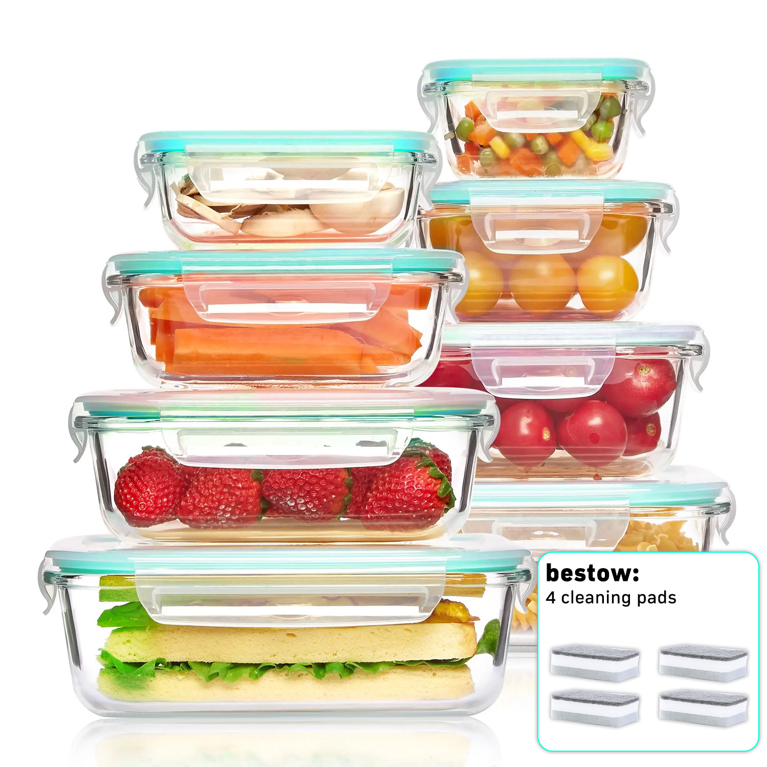 8-Pack Airtight Glass Food Sto - Food Storage Ideas review and price