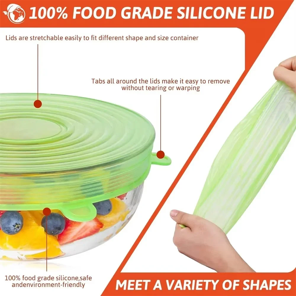 6Pcs Food Grade Silicone Prese - Silicone Stretch Lid review and price