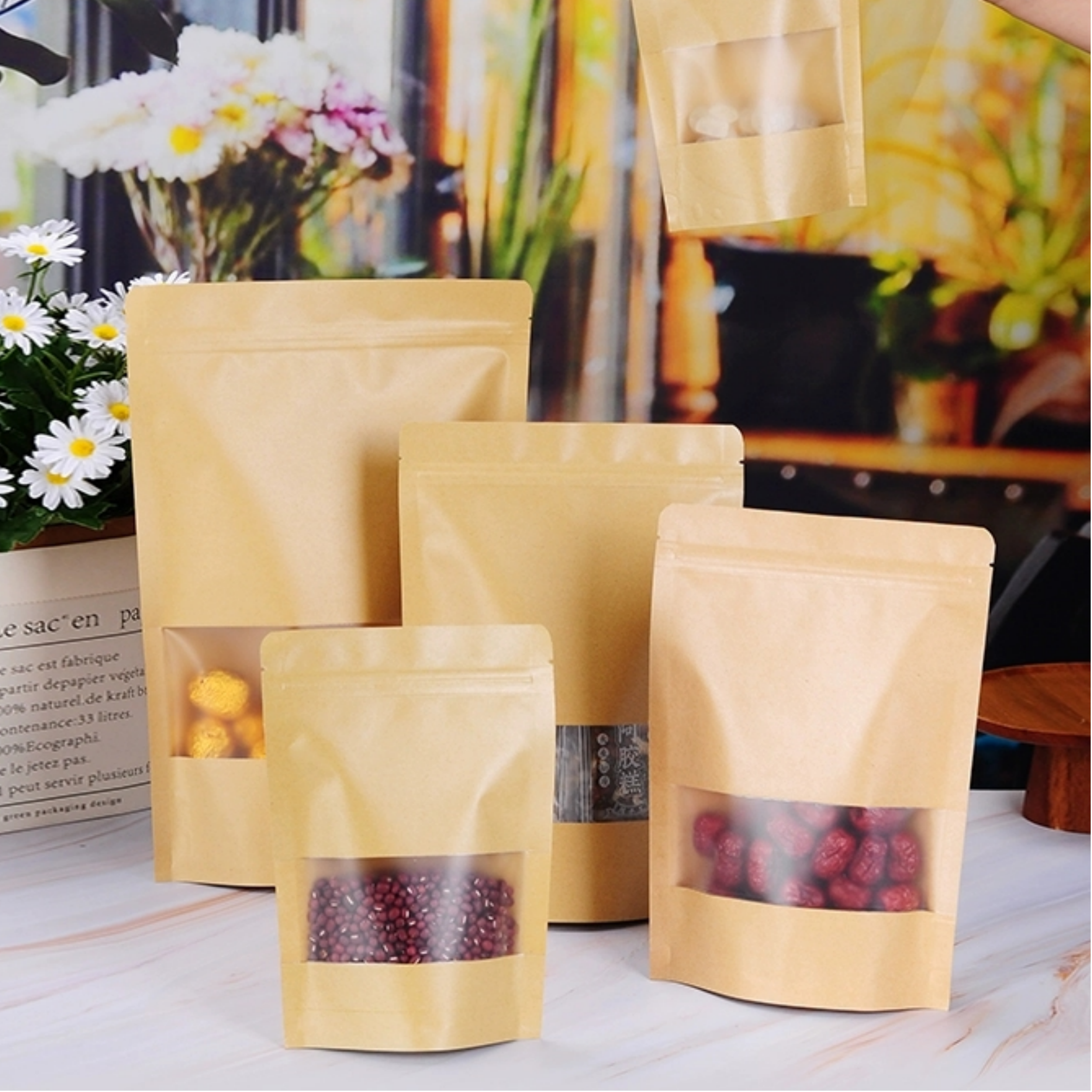 50pcs Kraft Paper Zip Lock Bag - Zebra Food Storage review and price